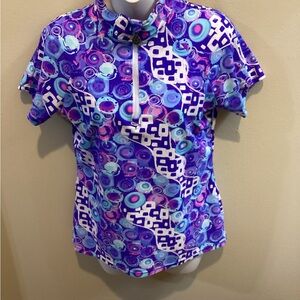 Tzu Tzu Swirl Print Top in Purple and Blue